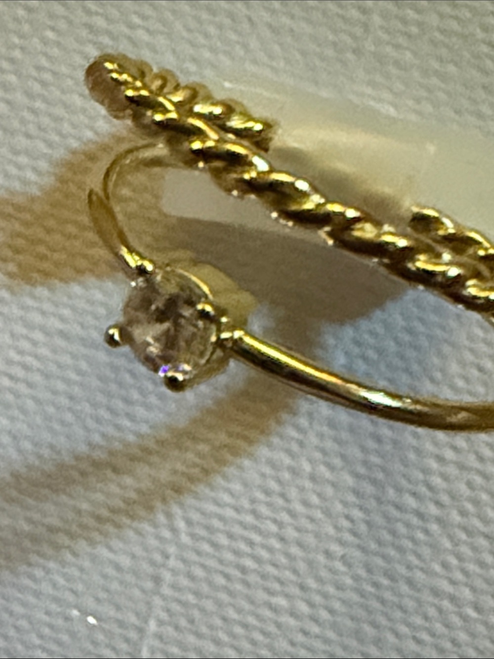 Argento Vivo sterling silver 18K gold-Plated Twisted Band Solitaire Ring SZ 7
